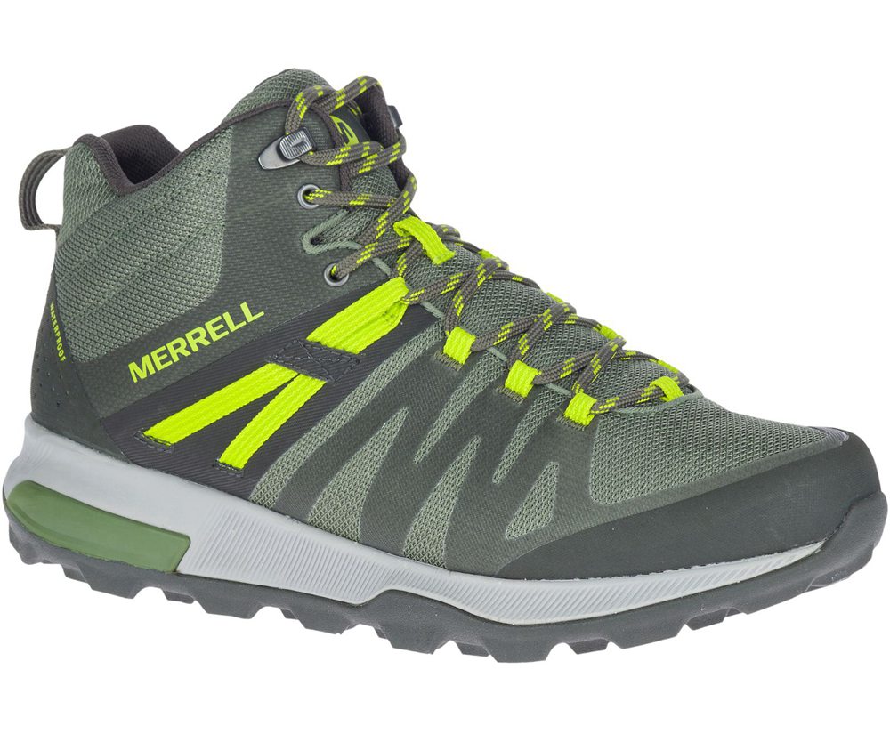 Kozaki Merrell Męskie Oliwkowe - Zion Fst Mid Waterproof - 539764-UTQ